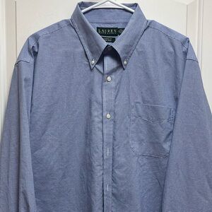 Ralph Lauren Mens XXL 18 Neck 34/35 Sleeve Classic Blue Check Button Down Shirt